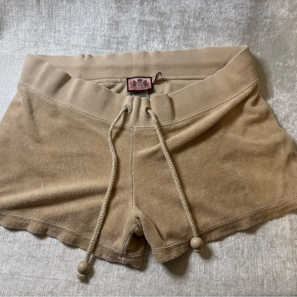 Juicy Couture Tan Drawstring Terry Cloth Shorts size medium
